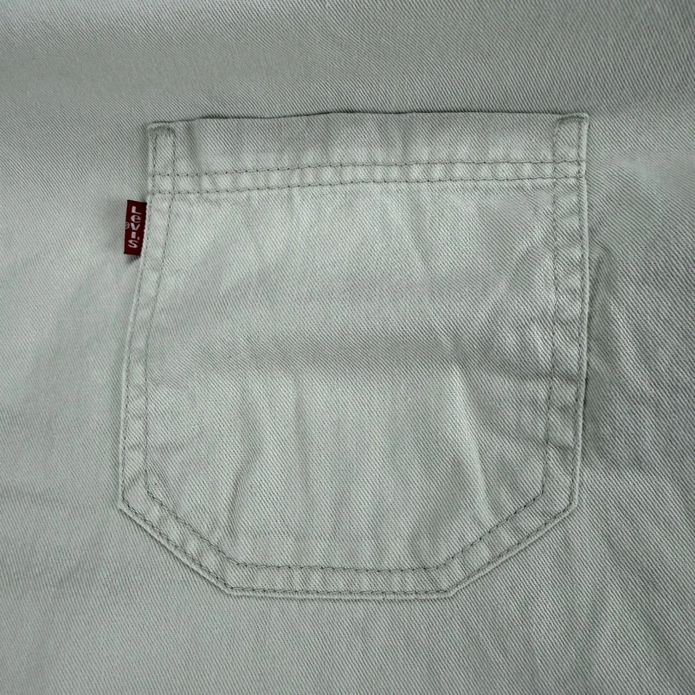 Vintage Y2K Levis Red Tab Mens XL Beige Cotton Twill Work Shirt Long Sleeve